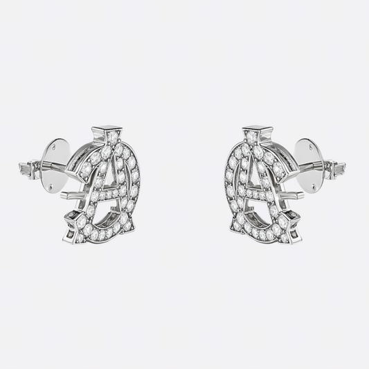 Boucles d'oreilles clous Monogramme A&C Pavé