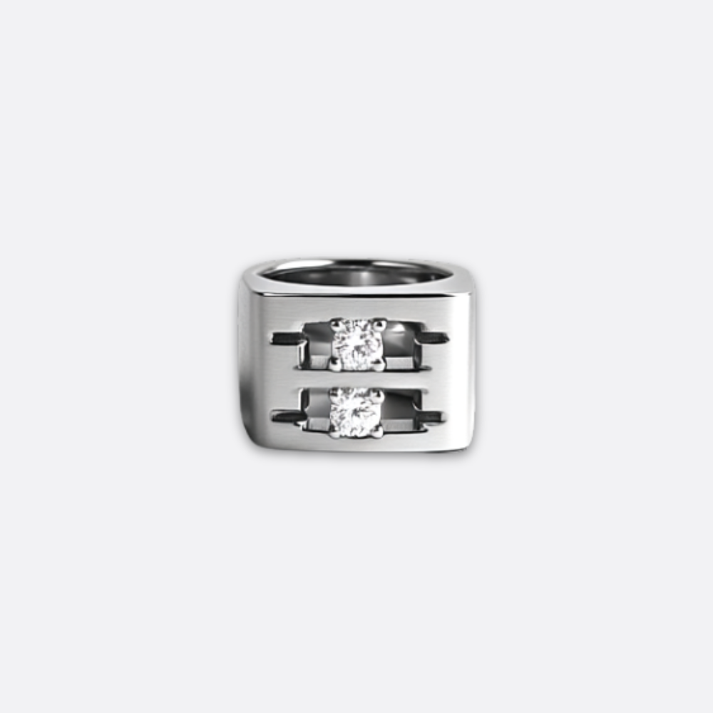 Carré Duo Ring by Ahrens & Co – minimalist 925 silver ring with twin square design and polished finish