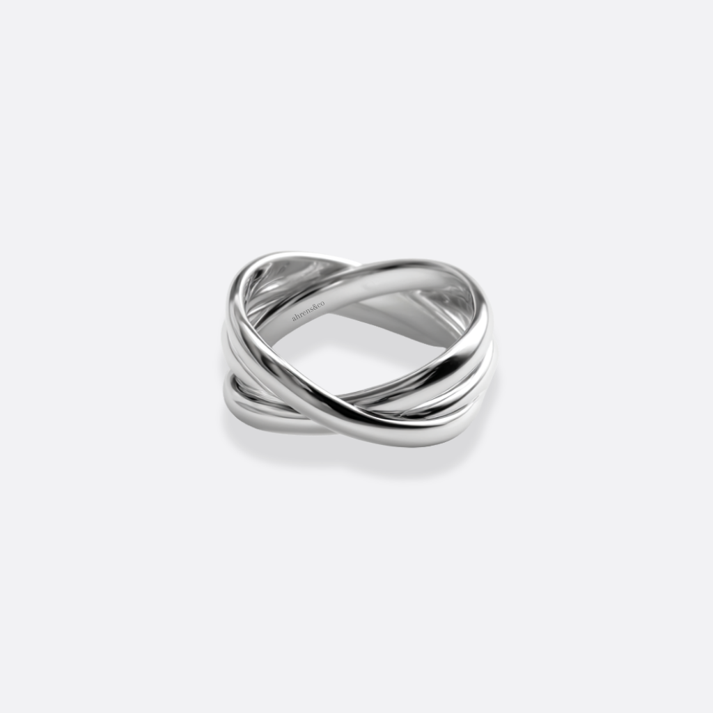 Ahrens & Co Trisfera Ring – sculptural 925 silver ring with geometric triple-layered form