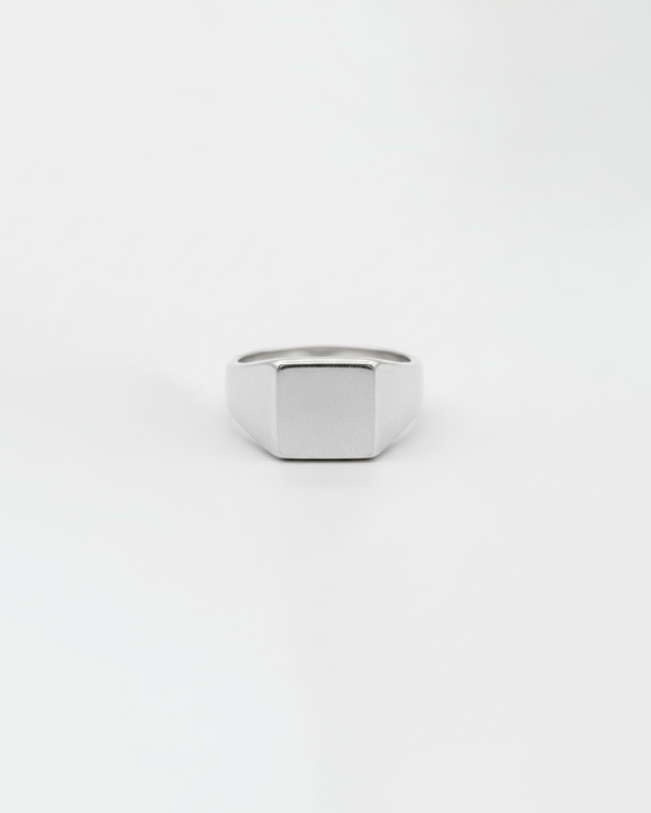 ahrensandco Classic Signet Ring aus Edelstahl mit gebürsteter Oberfläche – moderner Unisex Siegelring aus Paris