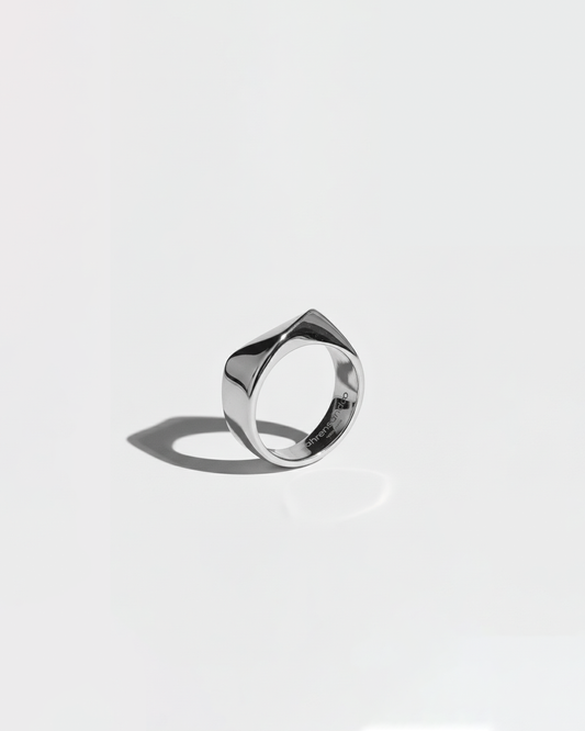 ahrensandco Contour Ring aus Edelstahl mit geschwungener, polierter Form – minimalistischer Unisex Schmuck aus Paris
