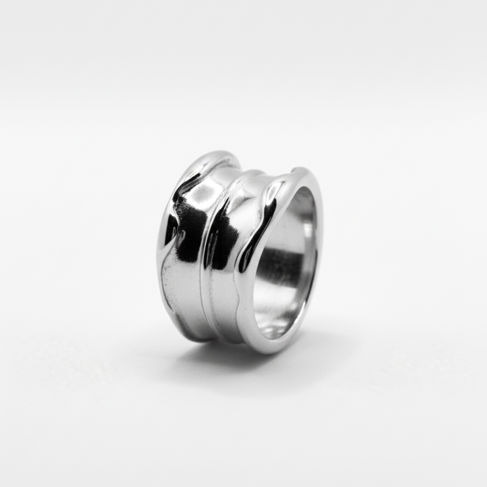 ahrensandco Marée Ring aus Edelstahl mit polierter Oberfläche – massiver Unisex Schmuck aus Paris
