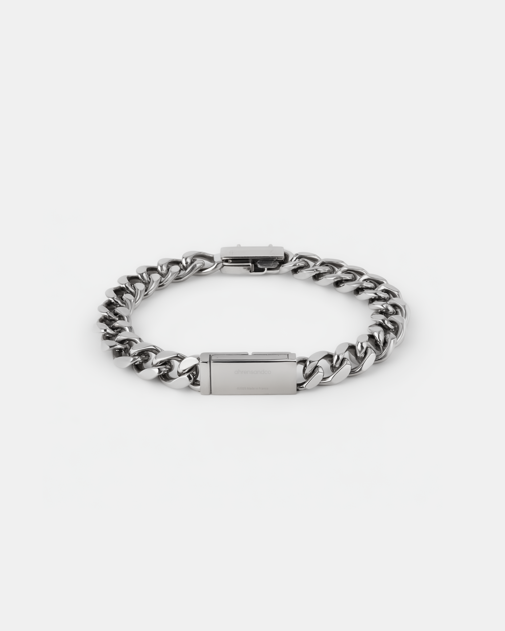 ahrensandco Metropolitan Cuban Bracelet – Edelstahl Armband mit graviertem Verschluss, massives Cuban-Design, minimalistischer Stil aus Paris
