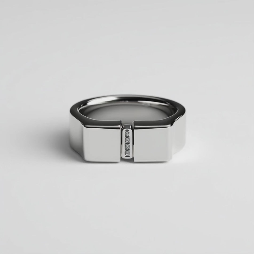 ahrensandco Signet Ring – Edelstahl Ring mit Zirkonia Unisex